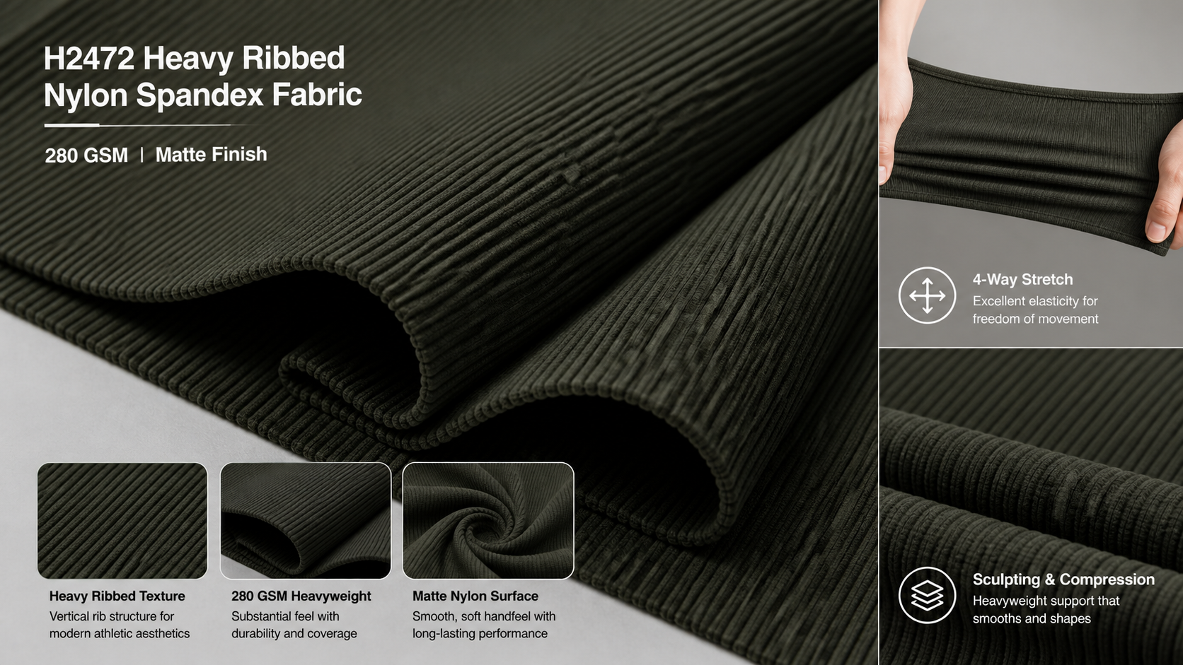 Why H2472 Heavy Ribbed Nylon Spandex Fabric Is Ideal for Athleisure Tanks, Sports Bras, and Sculpting Yoga Leggings