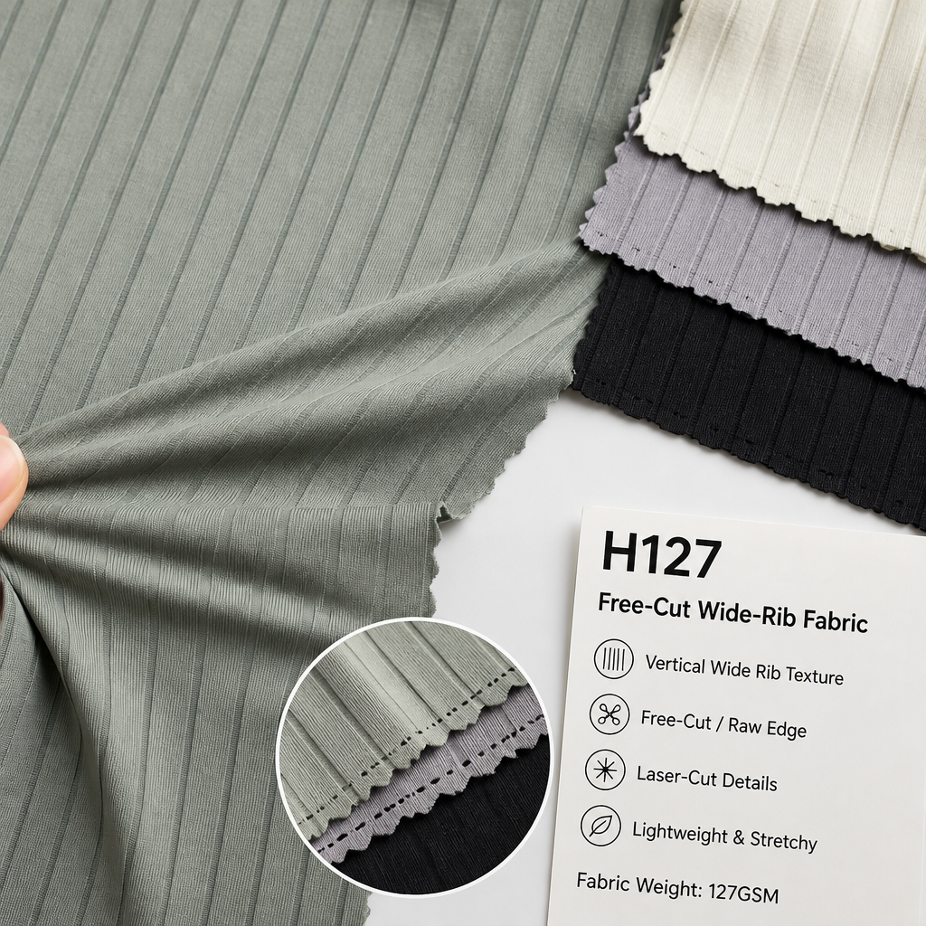 Why H127 Free-Cut Wide-Rib Fabric Is the Ideal Choice for Lightweight Summer Joggers, Functional Sun Jackets, and Textured Athleisure Apparel