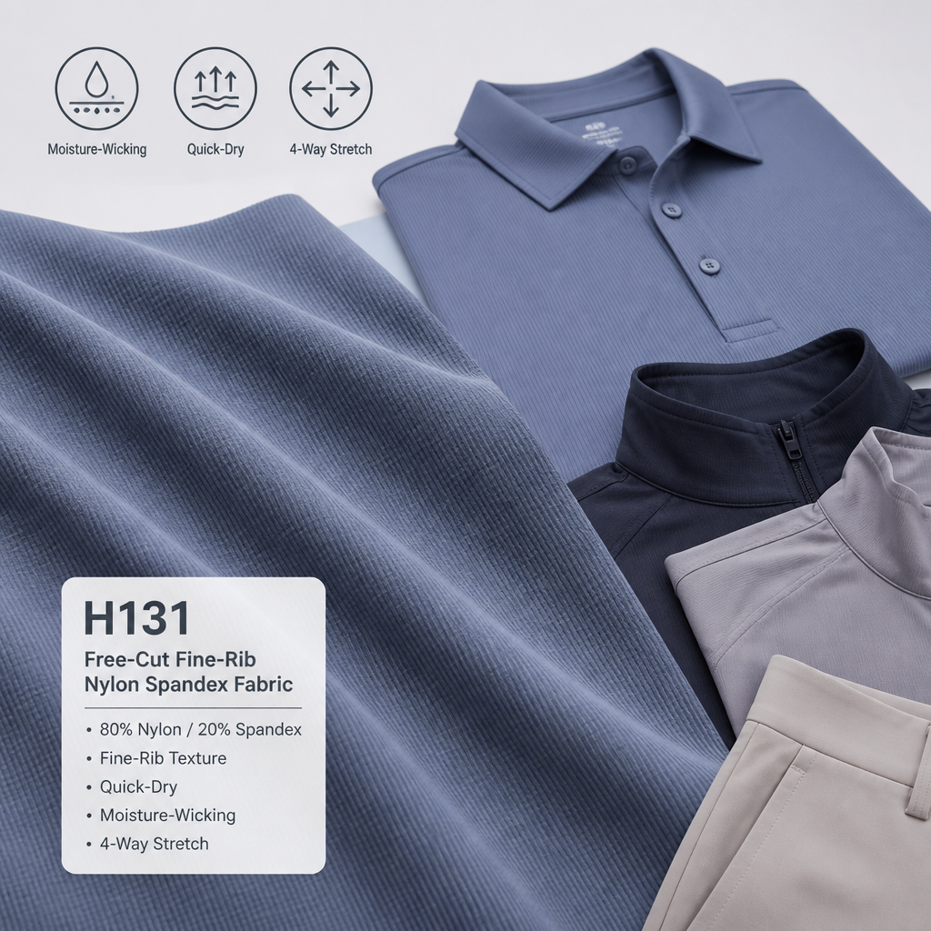 Why H131 Free-Cut Fine-Rib Nylon Spandex Fabric Excels for Performance Polo Shirts, Business Athleisure, and Quick-Dry Activewear