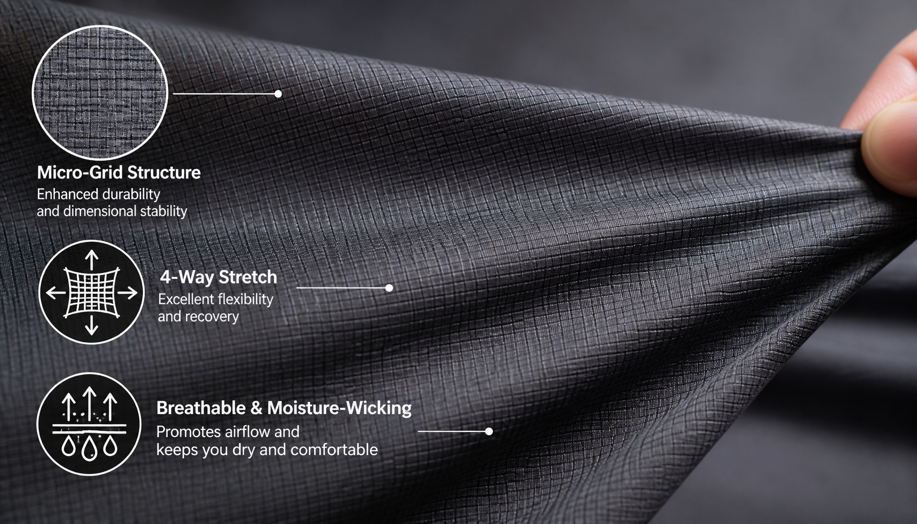 H4649 Fortune-Grid™ Technical Interlock: Durable Micro-Grid Fabric for Performance Sportswear