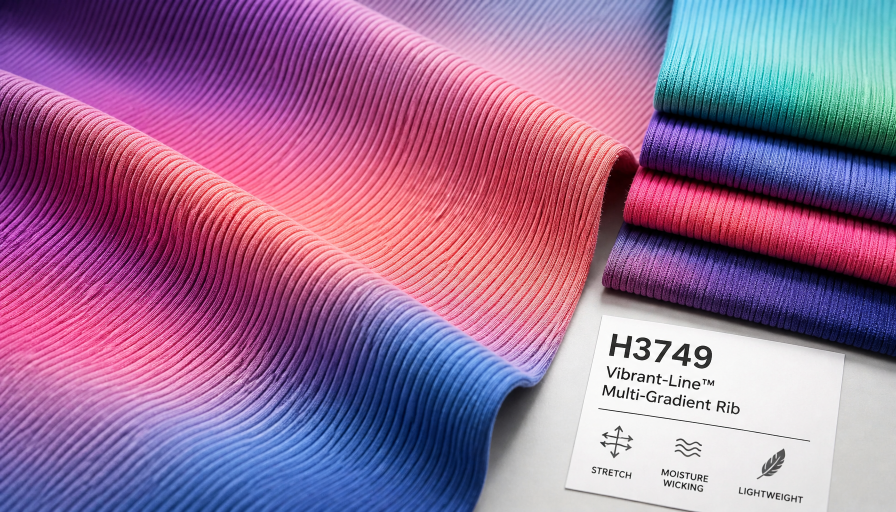 H3749 Vibrant-Line™ Multi-Gradient Rib: Elevate Women’s Training Wear with a Statement Fabric