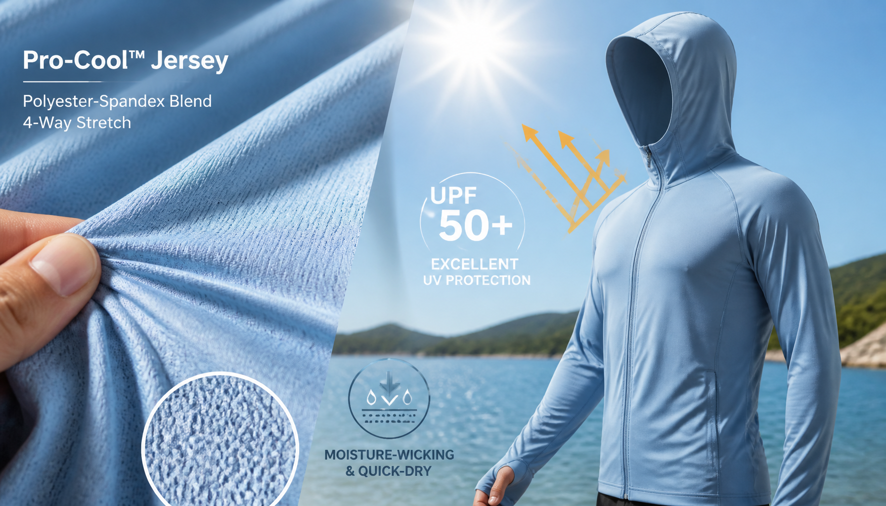 H3631 Pro-Cool™ Jersey: A UPF 50+ Cooling Fabric for Structured Sun-Protection Apparel