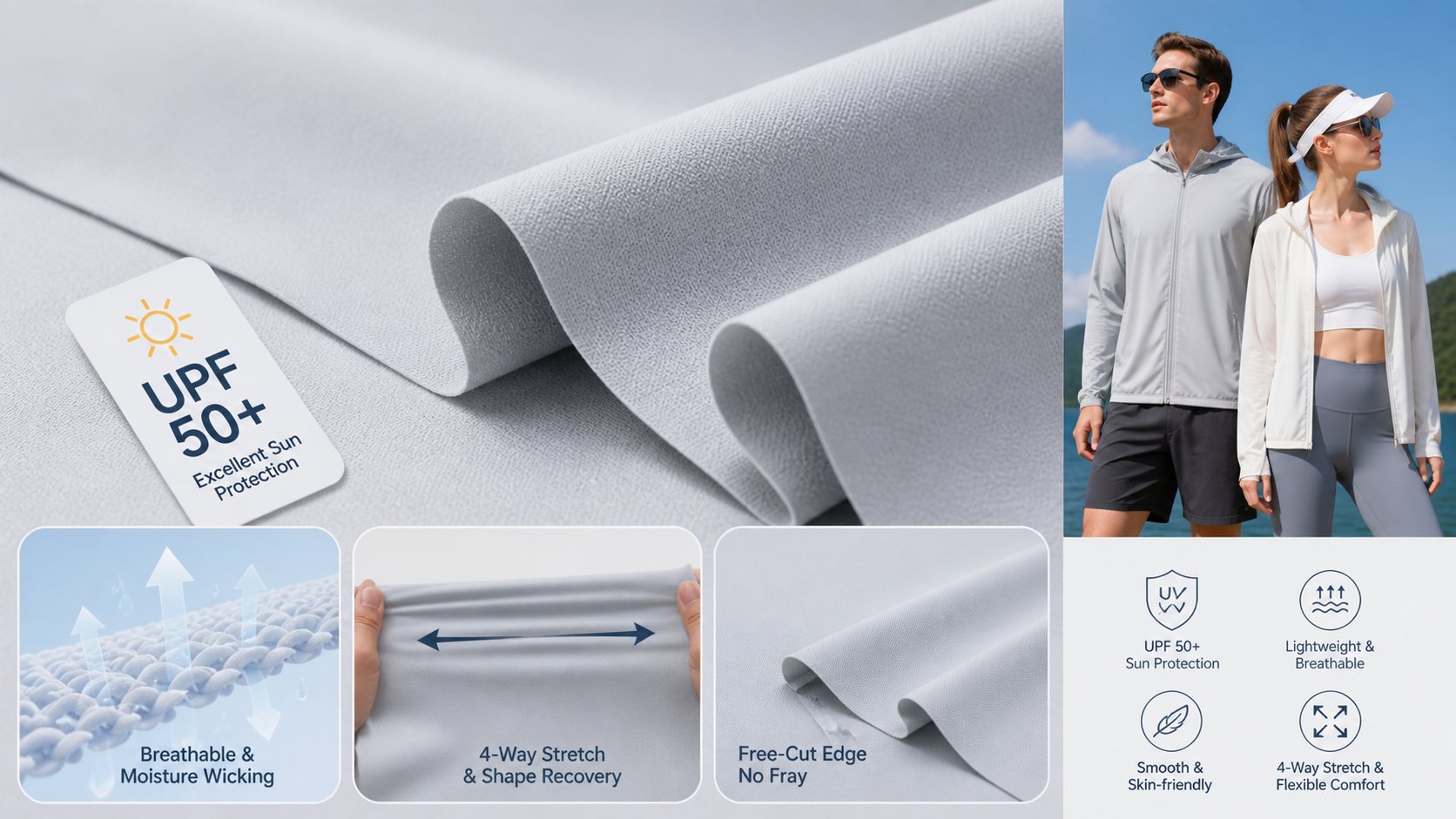 Why H168 Free-Cut Nylon Spandex Fabric Is the Premier Choice for UPF 50+ Sun Protection Jackets and Outdoor Activewear